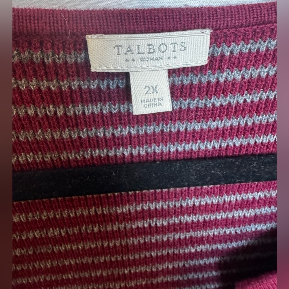 Talbots Woman’s Purple Stripe Ombre Open Cardigan Plus Size 2X - Picture 3 of 6